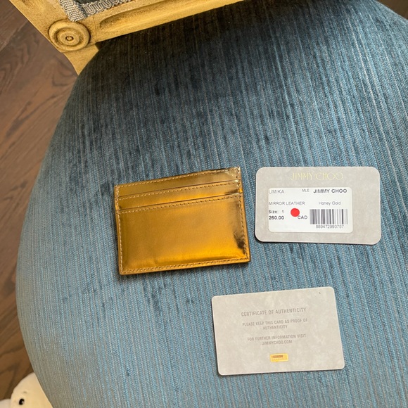 Jimmy Choo umika card holder mirror leather honey gold authentic - Picture 3 of 4